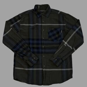 Eddie Bauer Shirt Womens Size Large Green Plaid Flannel Button Up Long Sleeve